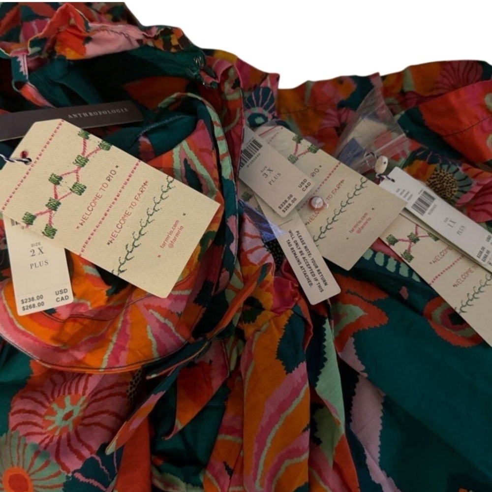 FARM RIO Anthropologie Pleated Palm Midi Pockets Dress, Size 2X Brand New SOO - Picture 15 of 16
